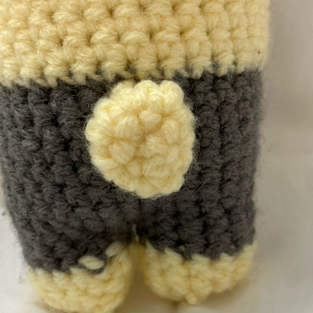 Yellow and Gray Amigurumi Stuffed Bear Toy - Picture 5 of 5